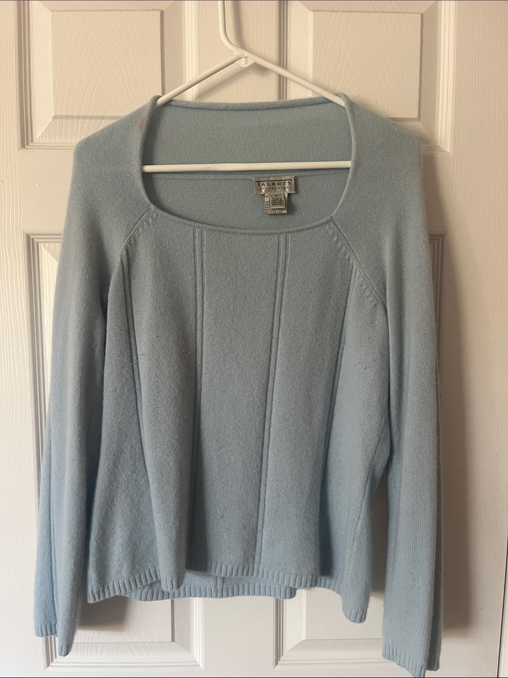 Talbots Cashmere Blend Lt Blue Scoop Neck  Sweater